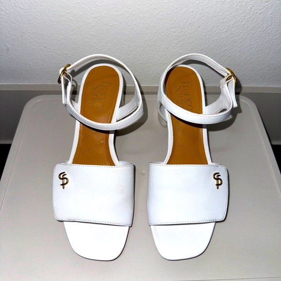 White Low Heel Sandals by Franco Sarto - Picture 1 of 6